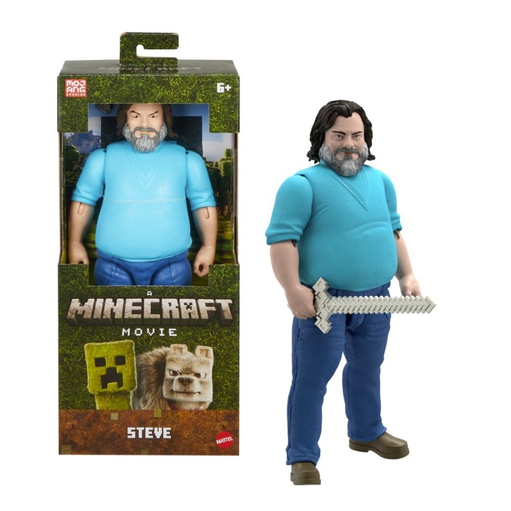 Mattel Minecraft Movie Large Scale Steve 12-Inch Action Figure Collectible